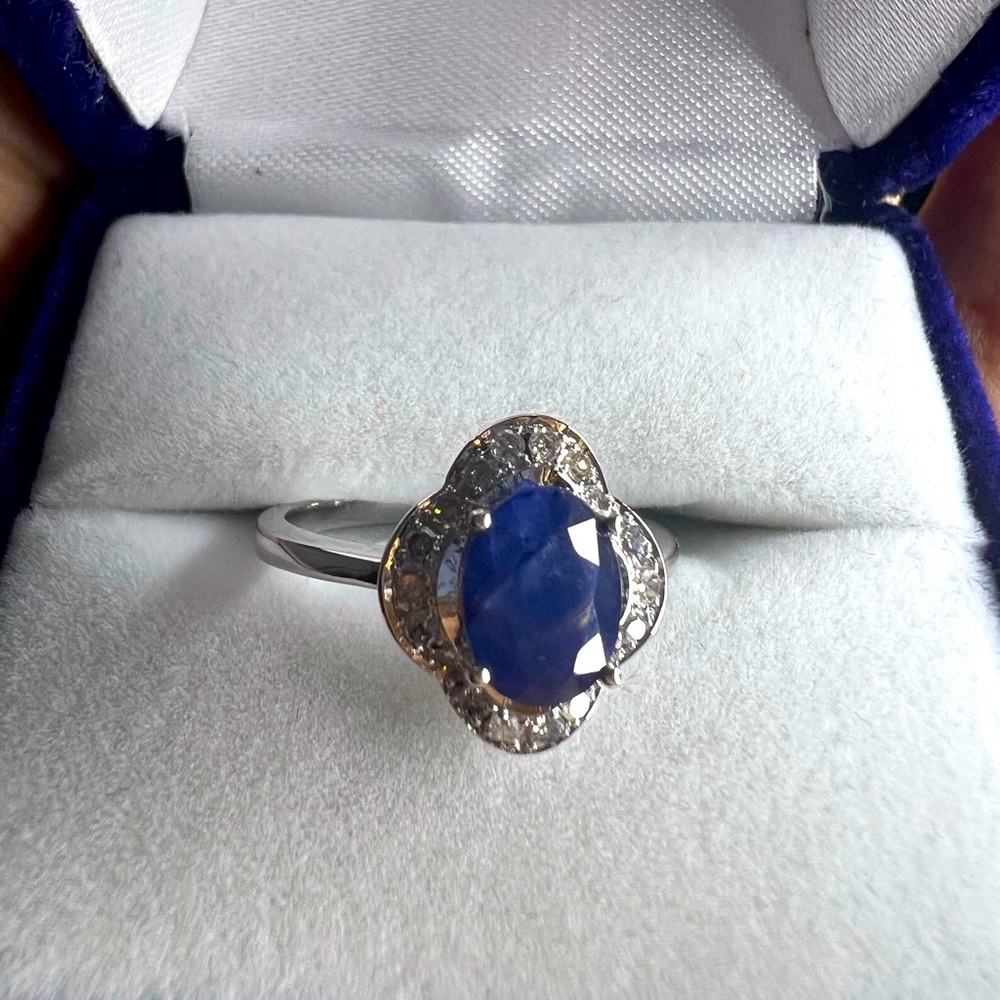 14kw blue sapphire diamond size 7.5 - Picture 2 of 5